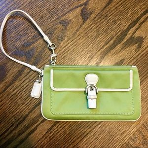 Green Coach Wristlet